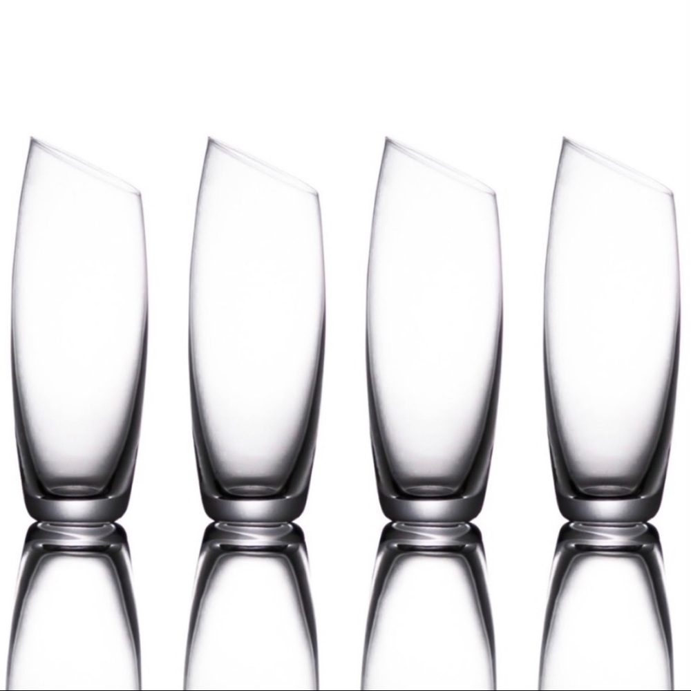 BACK IN STOCK! NIB Bomshbee Sloane Slanted Champagne Flutes (4) - Picture 4 of 13